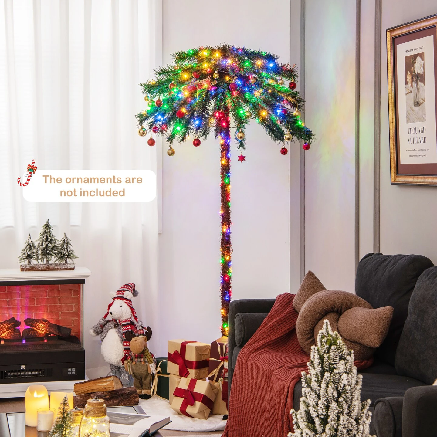 Costway 6FT Pre-Lit Artificial Tropical Christmas Palm Tree W/ 210 Multi-Color Lights 10 Costway 6FT Pre-Lit Artificial Tropical Christmas Palm Tree W/ 210 Multi-Color Lights - Image 8