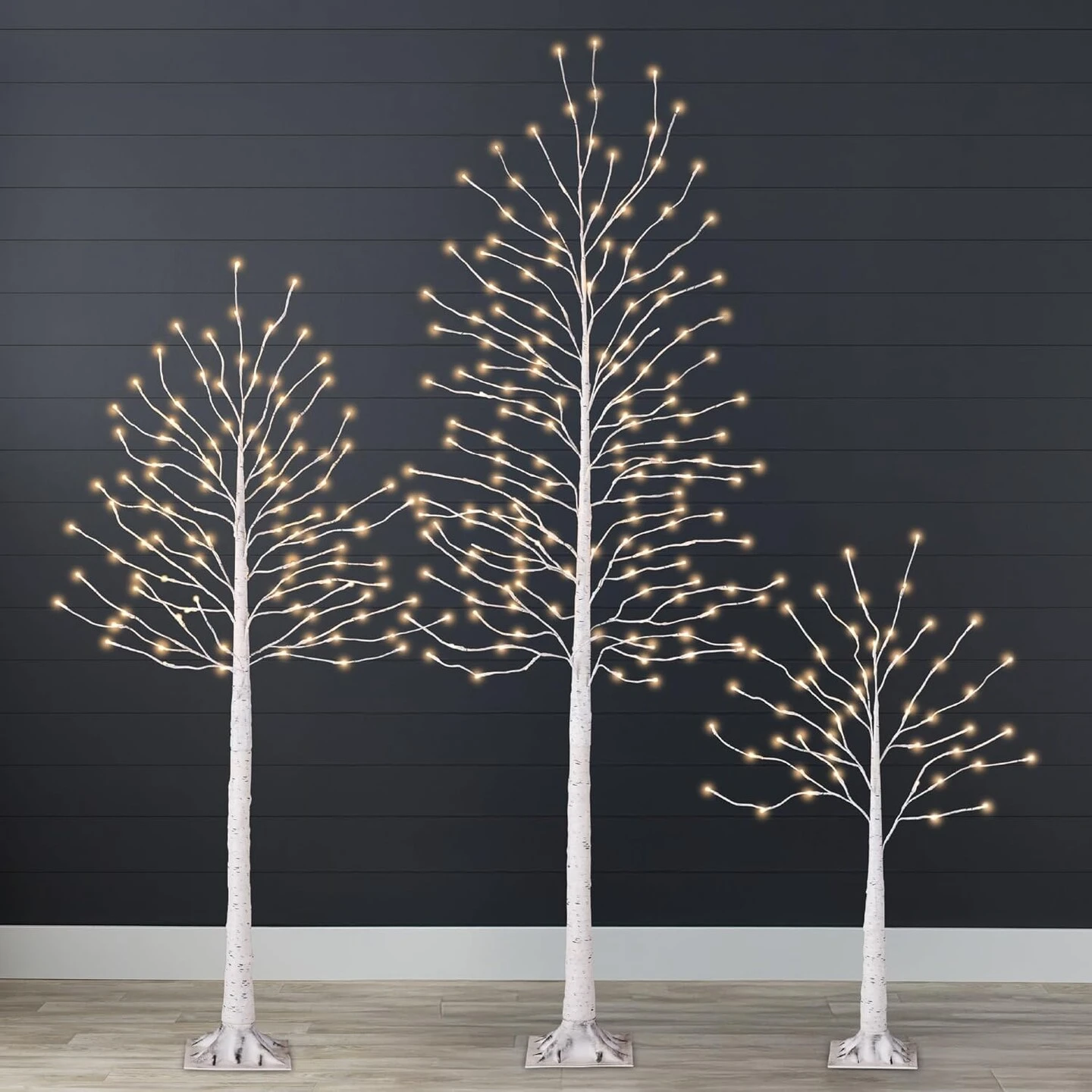 4ft, 6ft & 8ft Lighted Birch Tree Set, 3 Pack LED Trees With Remote, Color Options & Outdoor Brown 13 4ft, 6ft & 8ft Lighted Birch Tree Set, 3 Pack LED Trees With Remote, Color Options & Outdoor Brown - Image 11