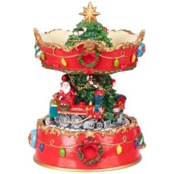 Northlight Santa On Train Musical Christmas Carousel - 6" - Red And Gold -Northlight Shop 4611954914290884816