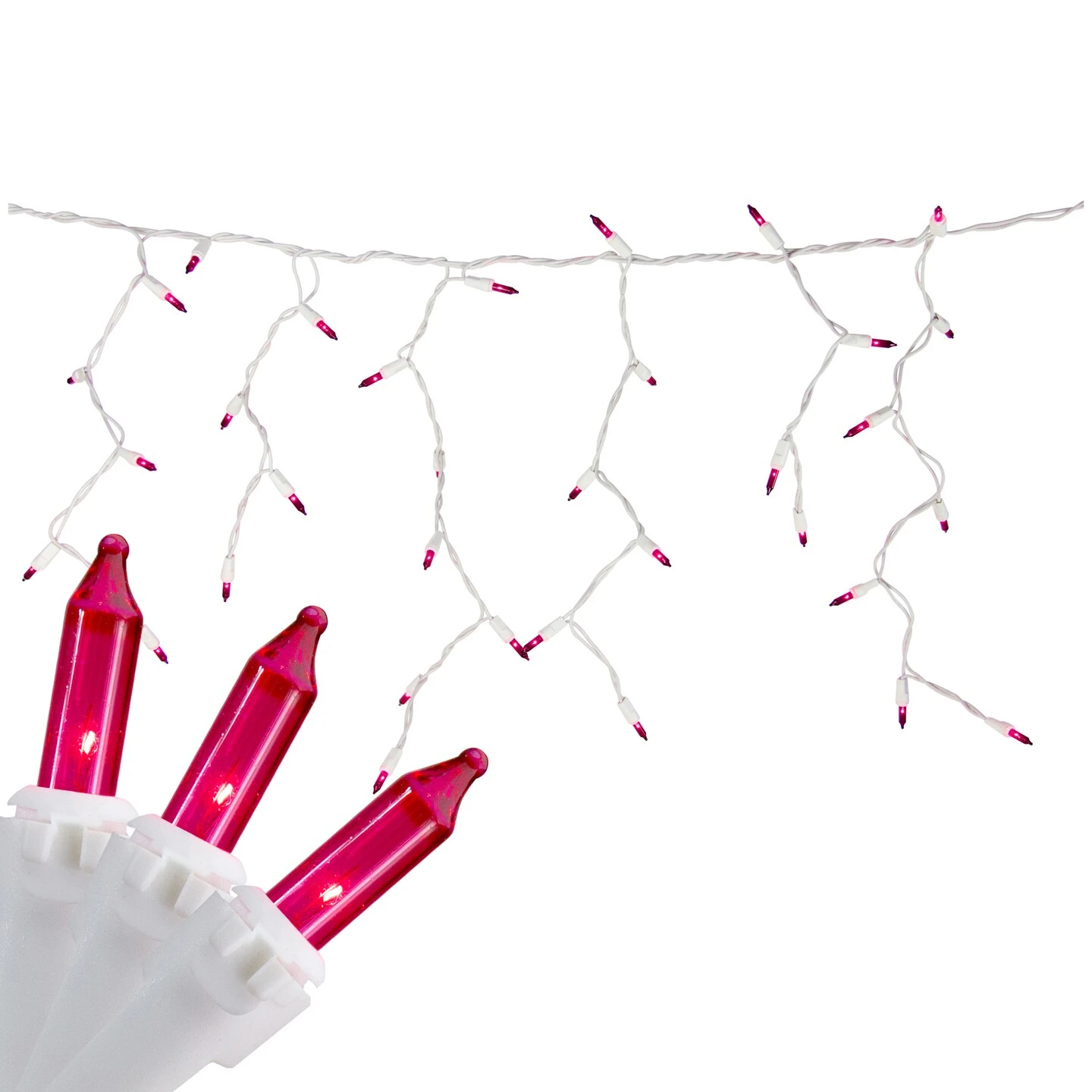 Northlight Mini Incandescent Icicle Christmas Lights - Pink - 3.5' White Wire - 100ct 3 Northlight Mini Incandescent Icicle Christmas Lights - Pink - 3.5' White Wire - 100ct
