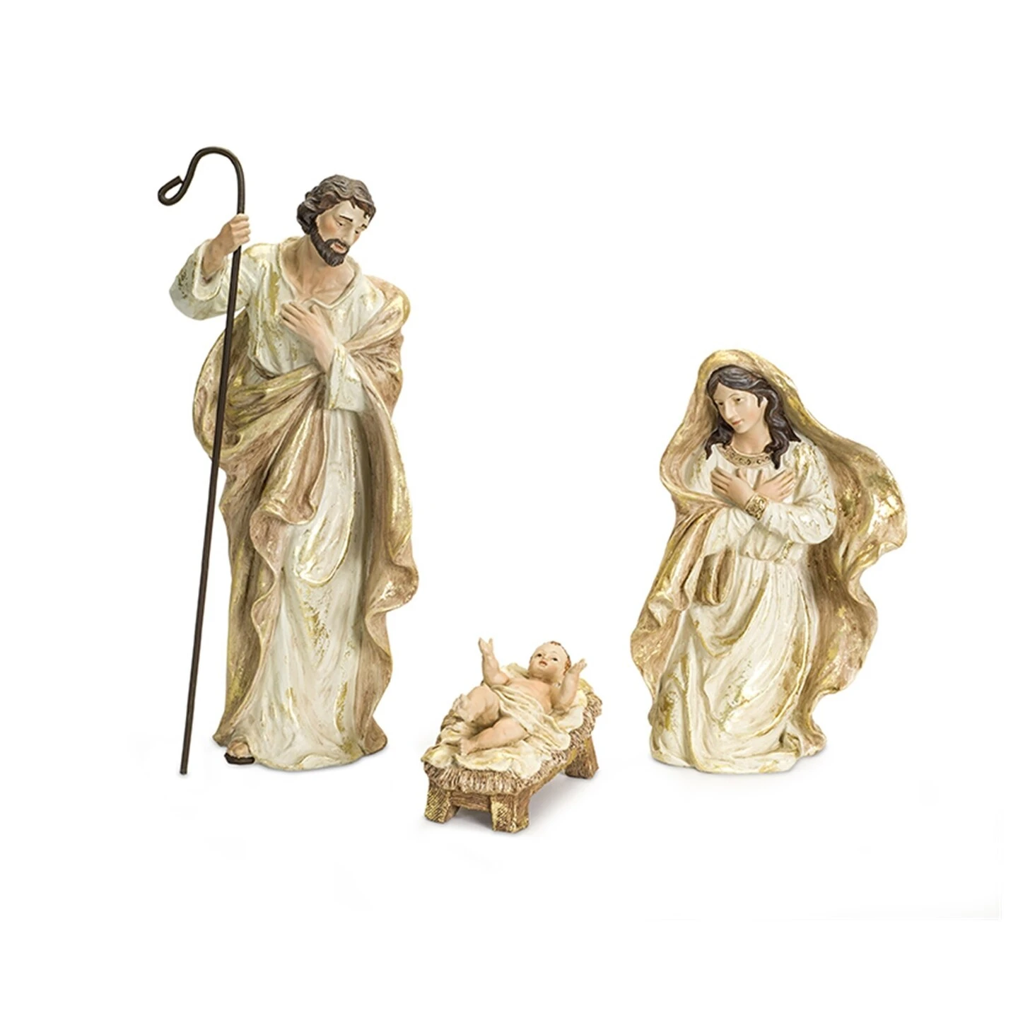 Melrose Set Of 3 Holy Family Christmas Nativity 18.5" Gold 3 Melrose Set Of 3 Holy Family Christmas Nativity 18.5" Gold