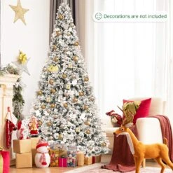 Costway 8ft Snow Flocked Hinged Christmas Tree W/ Berries & Poinsettia Flowers 29 Costway 8ft Snow Flocked Hinged Christmas Tree W/ Berries & Poinsettia Flowers -Northlight Shop 4612044991460445344 1