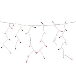 Northlight Mini Incandescent Icicle Christmas Lights - Pink - 3.5' White Wire - 100ct 12 Northlight Mini Incandescent Icicle Christmas Lights - Pink - 3.5' White Wire - 100ct -Northlight Shop 4612049472948003488