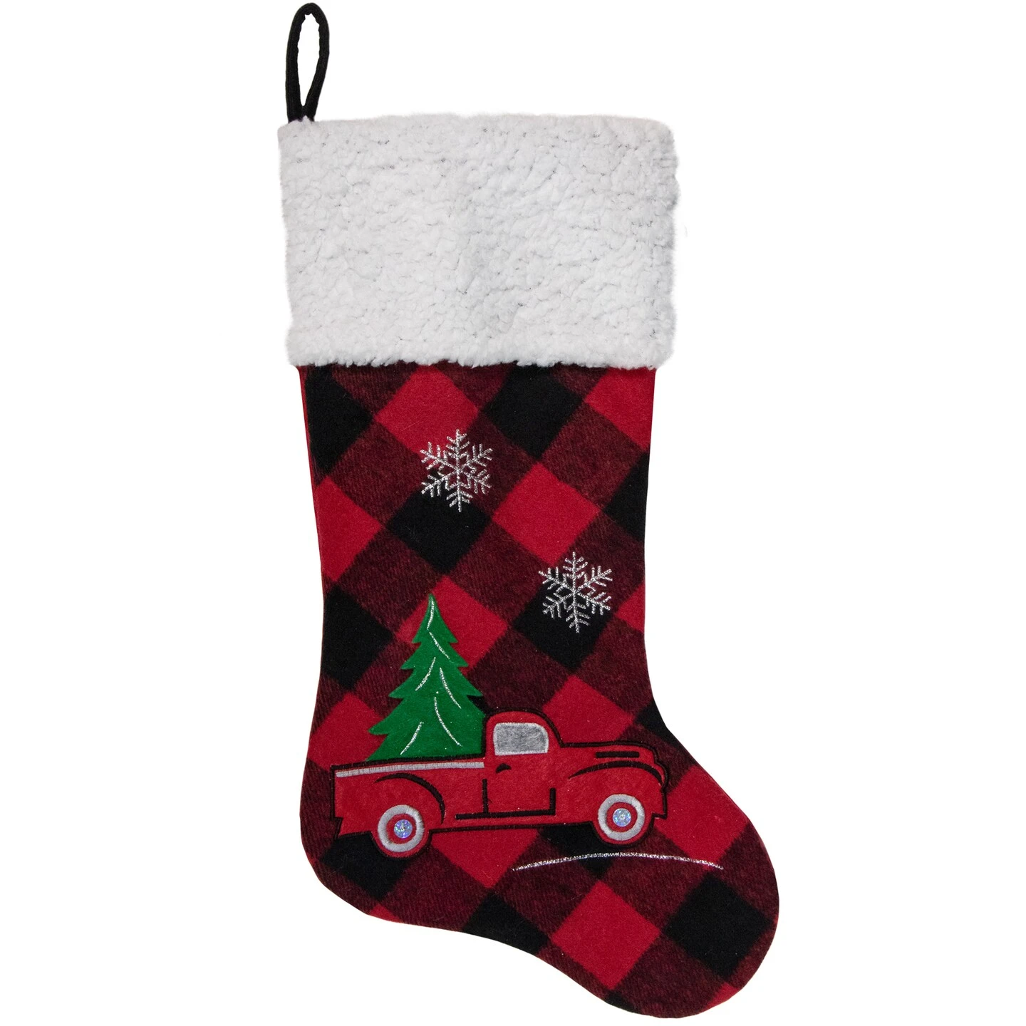 Northlight 20.5" Red And Black Plaid Christmas Stocking With A Vintage Truck 3 Northlight 20.5" Red And Black Plaid Christmas Stocking With A Vintage Truck