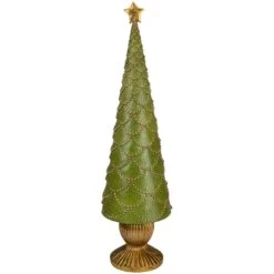 Northlight Christmas Tree Cone On Pedestal With Star Topper Decoration - 23" - Green -Northlight Shop 4612066310542451360 2