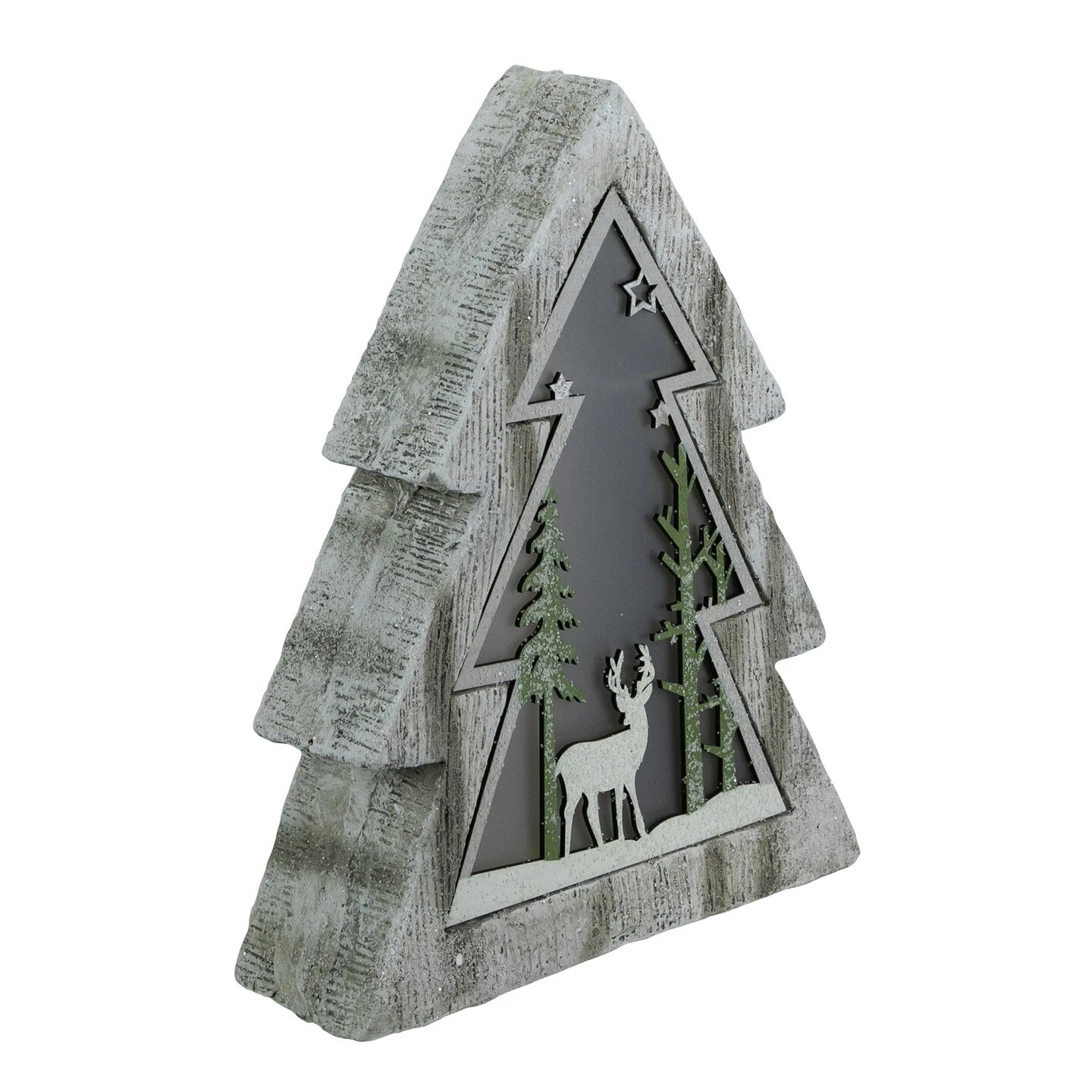 Northlight LED Lighted Tree With Reindeer In The Woods Scene Christmas Decoration - 13.5" Brown 8 Northlight LED Lighted Tree With Reindeer In The Woods Scene Christmas Decoration - 13.5" Brown - Image 6