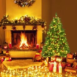 Costway 4.5Ft Pre-lit Hinged Christmas Tree W/ Pine Cones Red Berries And 300 LED Lights 27 Costway 4.5Ft Pre-lit Hinged Christmas Tree W/ Pine Cones Red Berries And 300 LED Lights -Northlight Shop 4612086480381179312 1