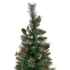 Northlight 7' Pre-Lit Yorkshire Pine Pencil Artificial Christmas Tree, Clear Lights Green 15 Northlight 7' Pre-Lit Yorkshire Pine Pencil Artificial Christmas Tree, Clear Lights Green -Northlight Shop 4612110888512603360
