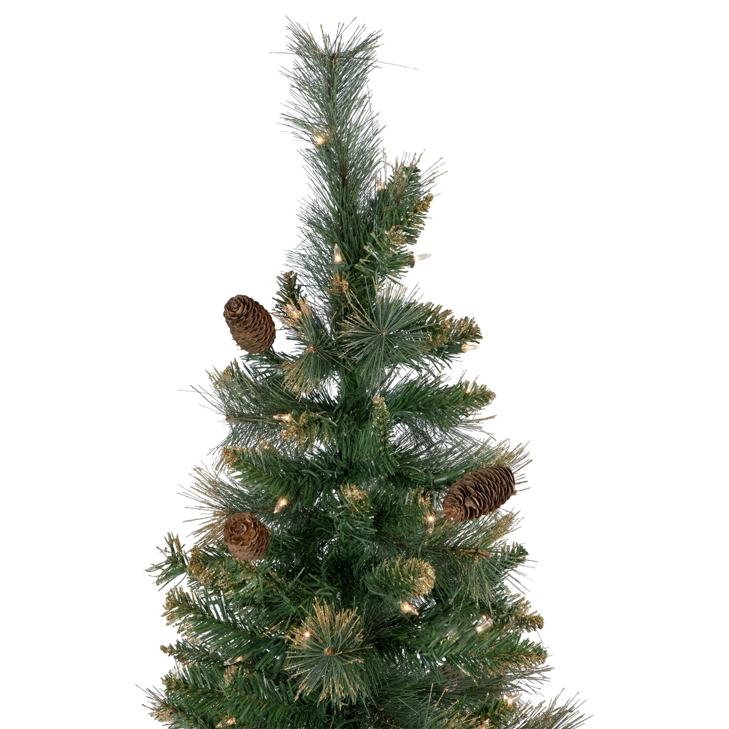Northlight 7' Pre-Lit Yorkshire Pine Pencil Artificial Christmas Tree, Clear Lights Green 8 Northlight 7' Pre-Lit Yorkshire Pine Pencil Artificial Christmas Tree, Clear Lights Green - Image 6