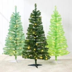 4ft Pre Lit Christmas Tree Mini Artificial Tree With Twinkling LED Lights For Bedroom Or Apartment Red 27 4ft Pre Lit Christmas Tree Mini Artificial Tree With Twinkling LED Lights For Bedroom Or Apartment Red -Northlight Shop 4612130081272220592