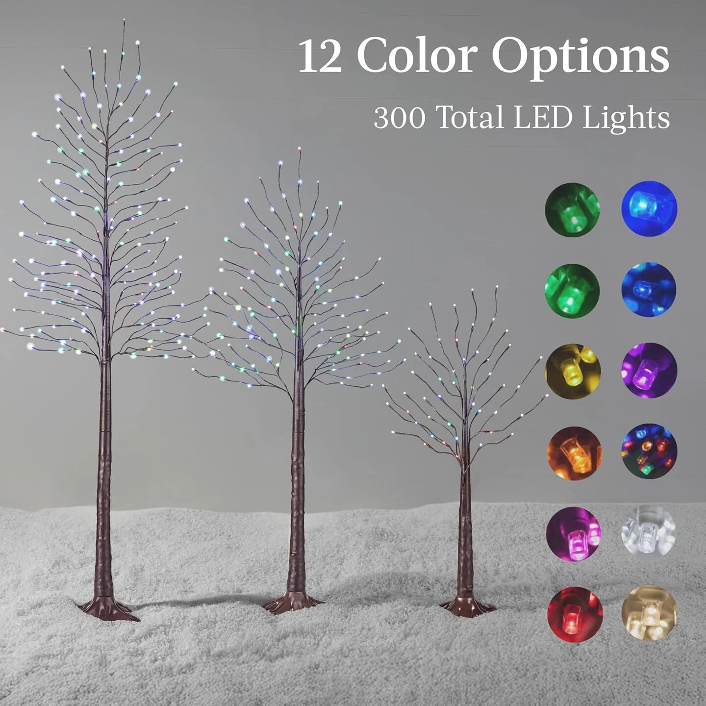 4ft, 6ft & 8ft Lighted Birch Tree Set, 3 Pack LED Trees With Remote, Color Options & Outdoor Brown 18 4ft, 6ft & 8ft Lighted Birch Tree Set, 3 Pack LED Trees With Remote, Color Options & Outdoor Brown - Image 16