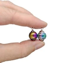 Miniature Christmas Ornaments, 8 Pcs With Hooks, Pretty Rainbow Metallic Glass Balls, Adorabilities -Northlight Shop 4612185057605473504