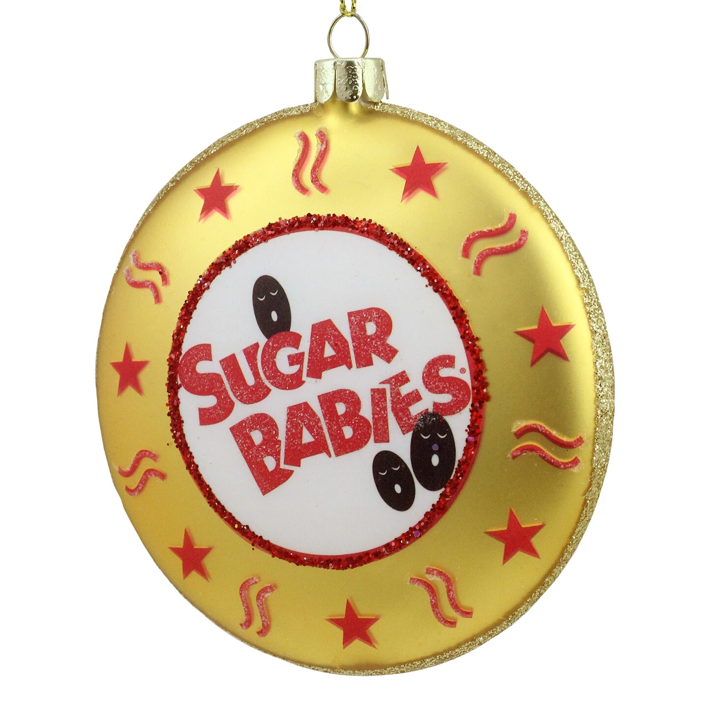 Northlight Tootsie Roll "Sugar Babies" Candies Disc Christmas Ornament - 4" - White And Gold 4 Northlight Tootsie Roll "Sugar Babies" Candies Disc Christmas Ornament - 4" - White And Gold - Image 2