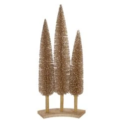 Northlight Sisal Christmas Trees Decor - 25" - Rose Gold - Set Of 3 Brown