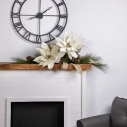 Northlight 24" Cream Poinsettia Christmas Stem Spray Ivory -Northlight Shop 4612200955285226720