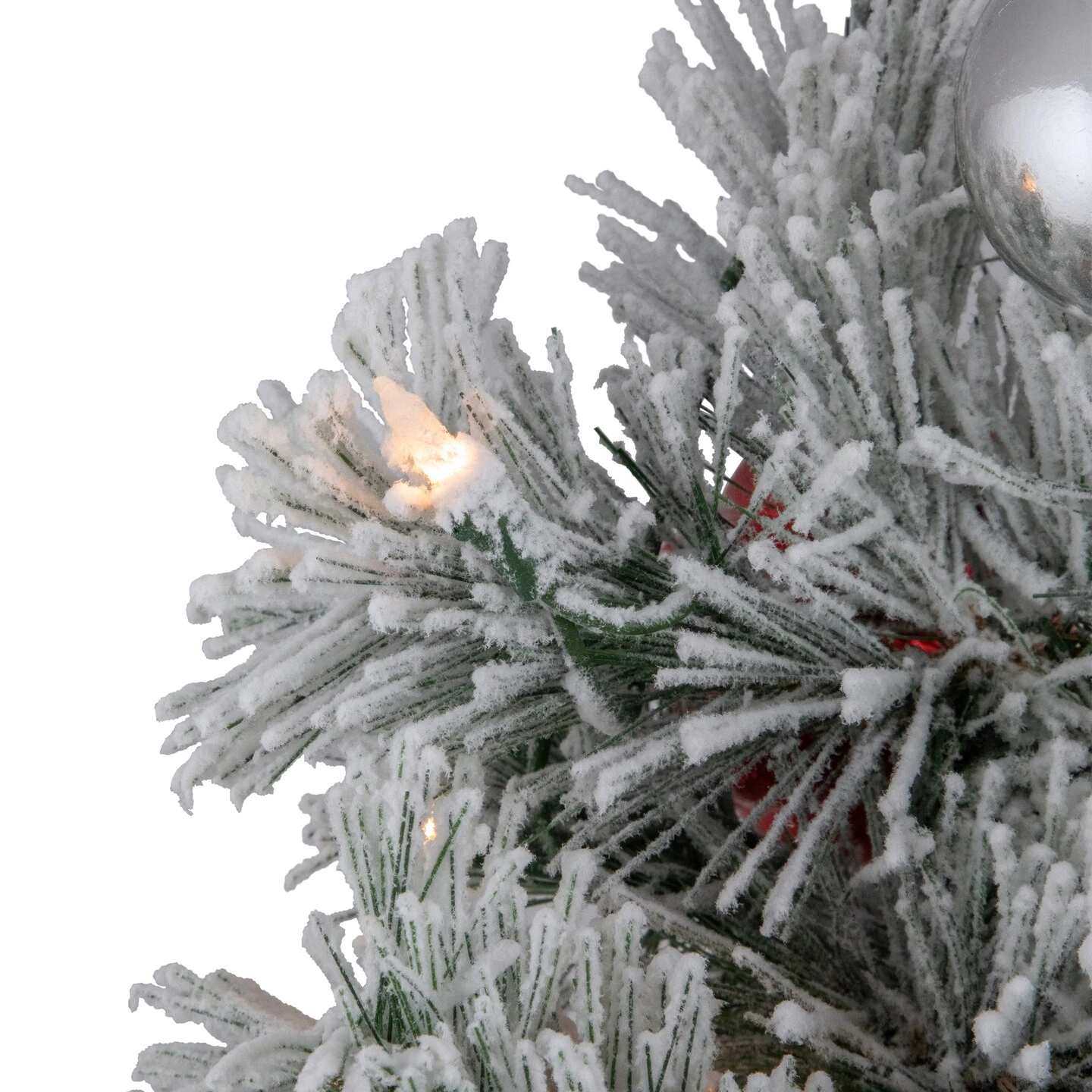 Northlight 4’ Pre-Lit Potted Snowy Bristle Pine Flocked Artificial Christmas Tree, Clear Lights Green 8 Northlight 4’ Pre-Lit Potted Snowy Bristle Pine Flocked Artificial Christmas Tree, Clear Lights Green - Image 6