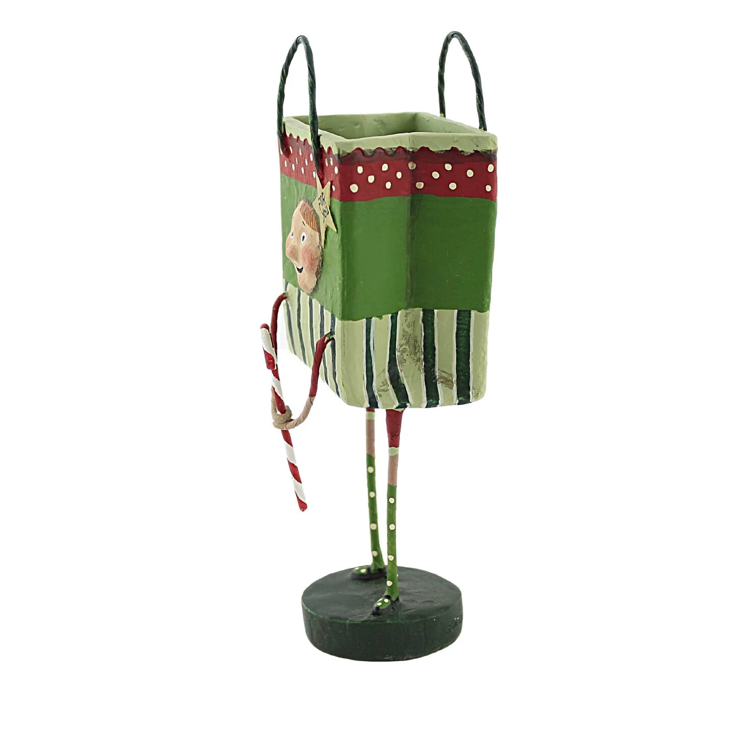 Lori Mitchell 7.0 Inch Davey's Gift Bag Christmas Figurine , Lightweight Christmas Decor Present Christmas Green 5 Lori Mitchell 7.0 Inch Davey's Gift Bag Christmas Figurine , Lightweight Christmas Decor Present Christmas Green - Image 3