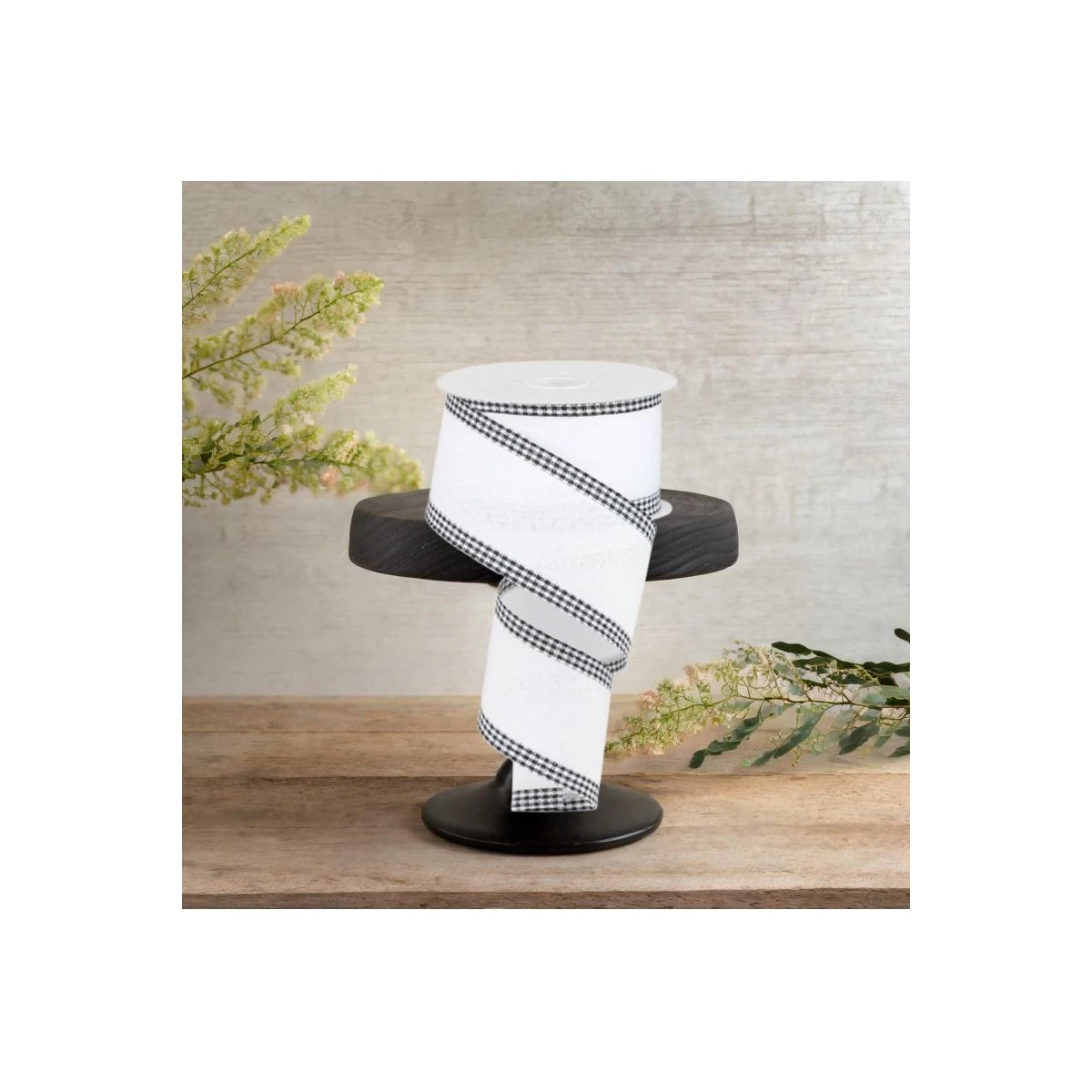 2.5" Royal Burlap Gingham Edge Ribbon: White (10 Yards) 4 2.5" Royal Burlap Gingham Edge Ribbon: White (10 Yards) - Image 2