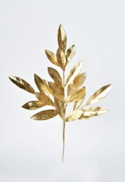 19" Faux Gold Bay Leaf Stem 31 19" Faux Gold Bay Leaf Stem -Northlight Shop 464547512052896 1