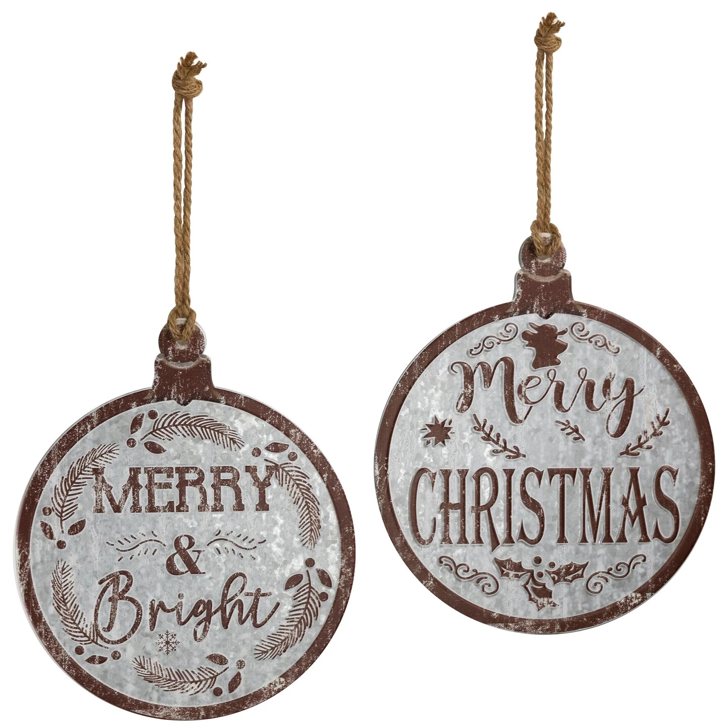 Northlight Merry Christmas And Merry And Bright Wall Signs - 14" - Gray And Brown - Set Of 2 4 Northlight Merry Christmas And Merry And Bright Wall Signs - 14" - Gray And Brown - Set Of 2 - Image 2