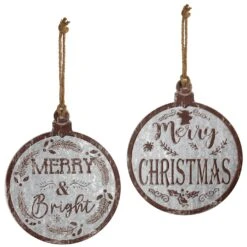 Northlight Merry Christmas And Merry And Bright Wall Signs - 14" - Gray And Brown - Set Of 2