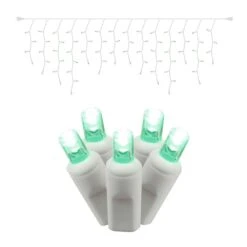 Vickerman 70Lt LED Green/Ww Wide Angle Icicle EC 9 Ft.