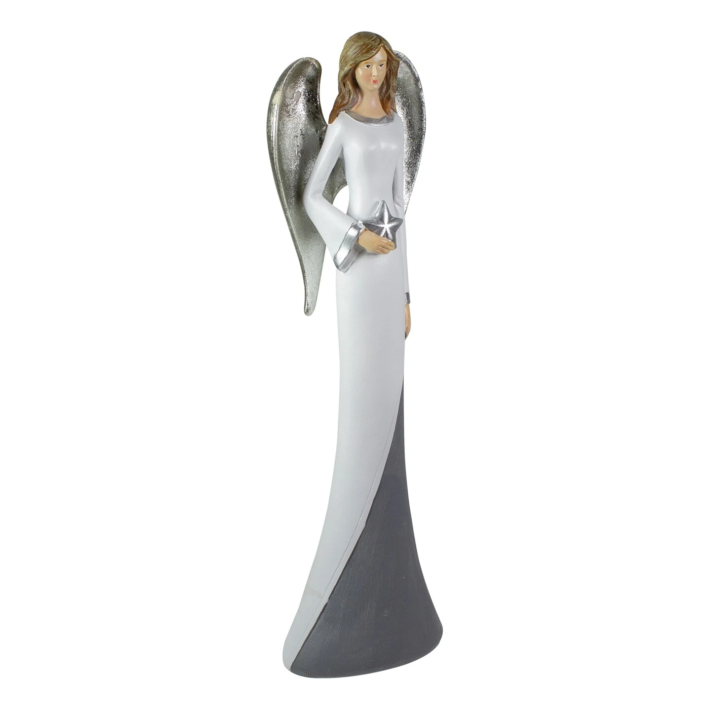 Northlight Winged Angel With Star Figurine - 16.5" - White Gray 6 Northlight Winged Angel With Star Figurine - 16.5" - White Gray - Image 4