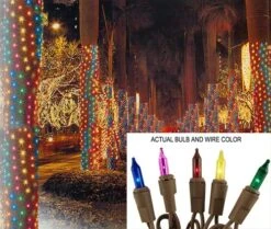 Sienna Mini Net Style Tree Trunk Wrap Christmas Lights - Multi-Color - 2' X 8'- Brown Wire 10 Sienna Mini Net Style Tree Trunk Wrap Christmas Lights - Multi-Color - 2' X 8'- Brown Wire -Northlight Shop 472544137069792