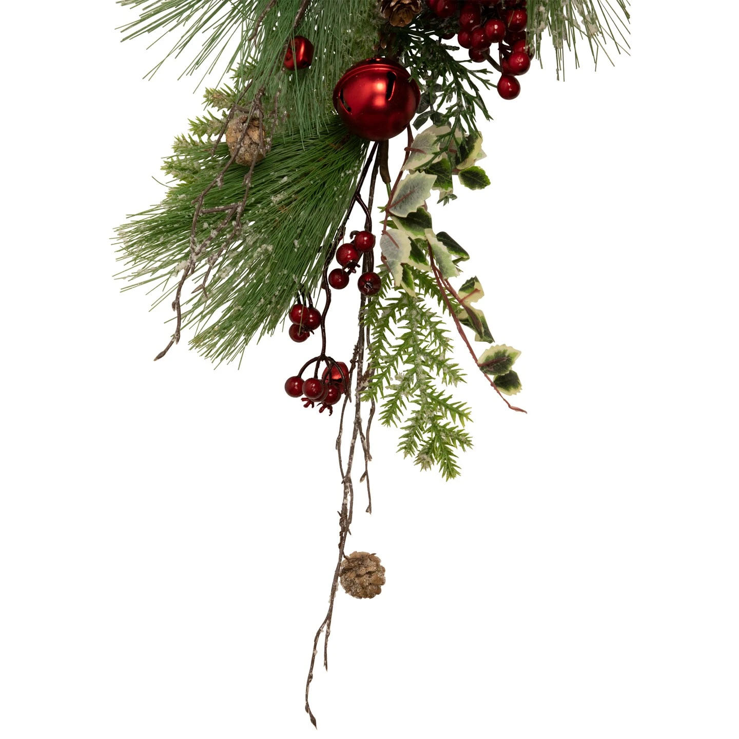 Northlight Frosted Berries And Pine Cones Artificial Christmas Teardrop Swag - 30" - Unlit Green 6 Northlight Frosted Berries And Pine Cones Artificial Christmas Teardrop Swag - 30" - Unlit Green - Image 4