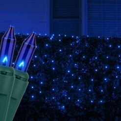 4' X 6' Blue Christmas Net Lights, 150 Lamps On Green Wire