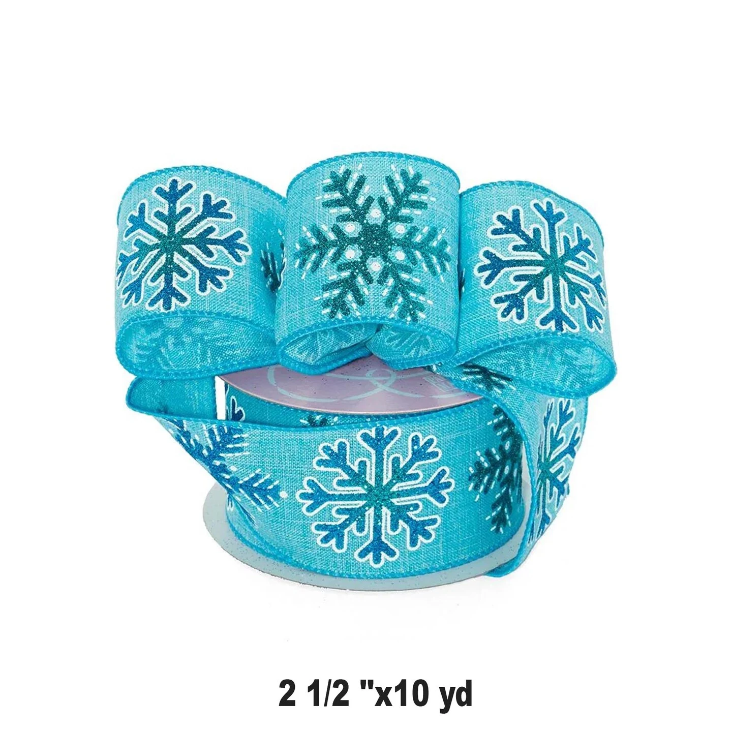 Blue Snowflake Christmas Ribbon 10 Yards X 2.5 Inches 1 Roll 10 Blue Snowflake Christmas Ribbon 10 Yards X 2.5 Inches 1 Roll - Image 8