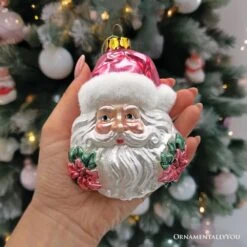 Enchanting Pink Santa Head Glass Ornament, Vintage Christmas Tree Decor 29 Enchanting Pink Santa Head Glass Ornament, Vintage Christmas Tree Decor -Northlight Shop 487996728660528 1