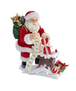 10.5" Fabriché™ Battery-Operated Lighted Chimney Santa