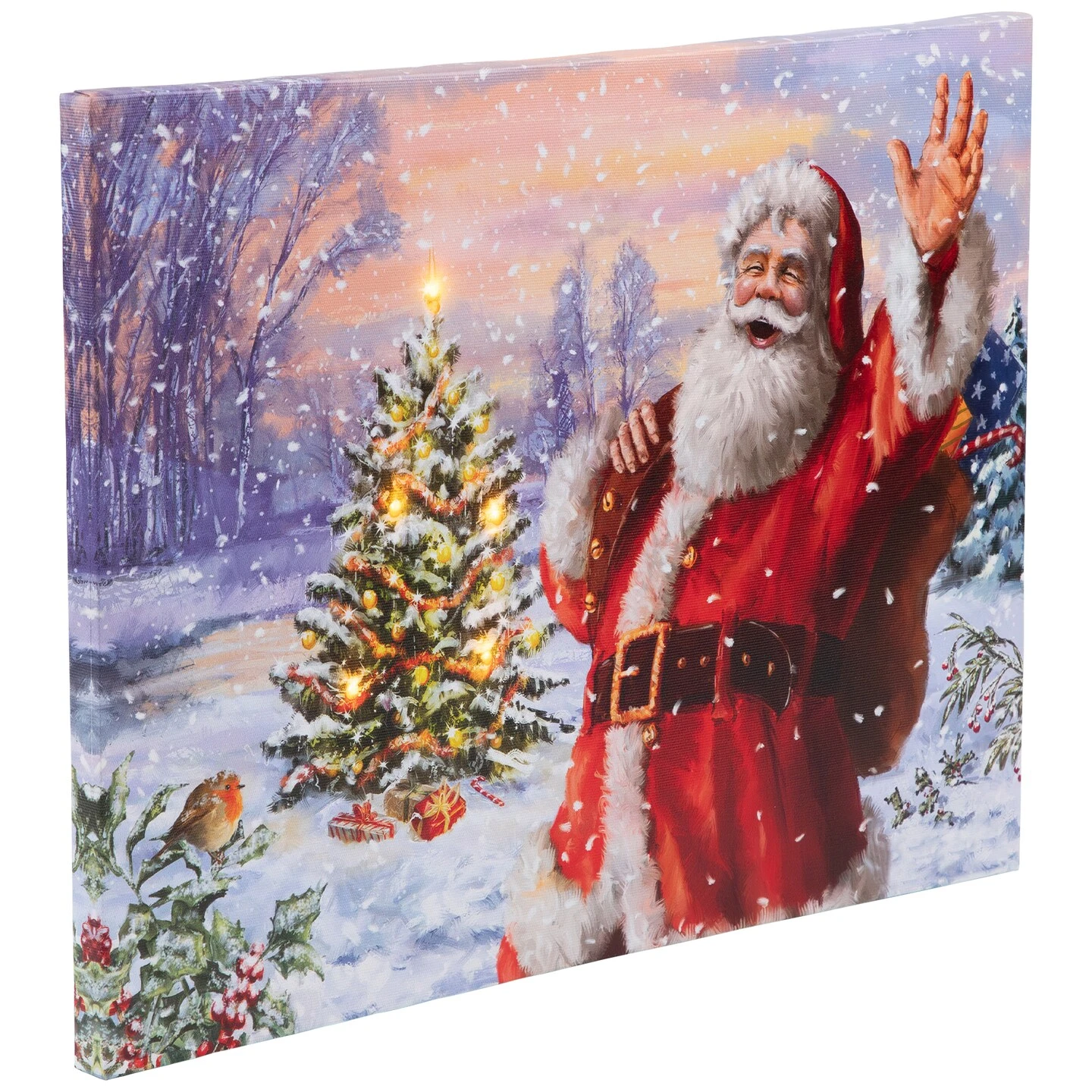 Northlight Lighted Santa With Christmas Tree Canvas Wall Art - 11.75" X 15.75" Red 7 Northlight Lighted Santa With Christmas Tree Canvas Wall Art - 11.75" X 15.75" Red - Image 5