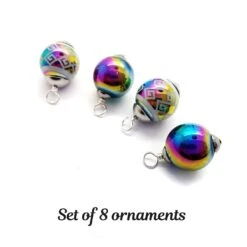 Miniature Christmas Ornaments, 8 Pcs With Hooks, Pretty Rainbow Metallic Glass Balls, Adorabilities -Northlight Shop 499039312303328 2