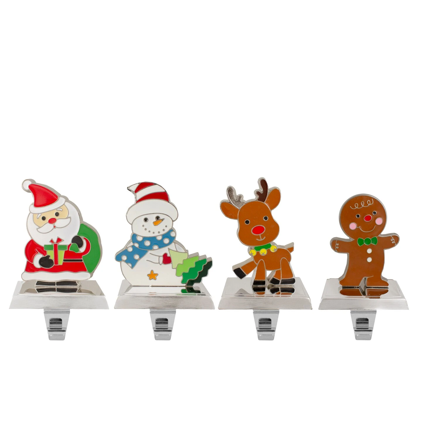 Northlight Set Of 4 Christmas Figures Stocking Holders With Silver Base Multi 3 Northlight Set Of 4 Christmas Figures Stocking Holders With Silver Base Multi