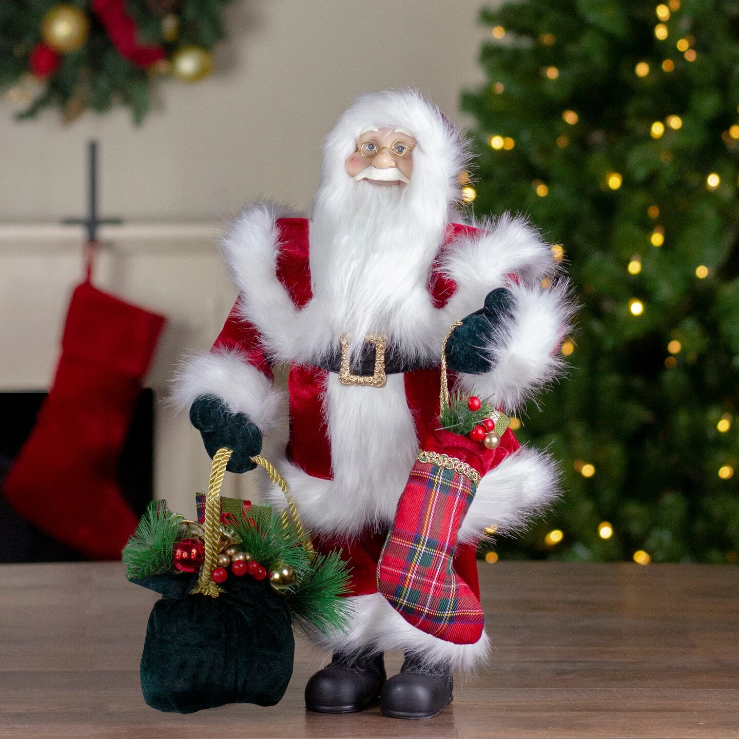 Northlight 18" Standing Santa With Presents Christmas Figure Red 5 Northlight 18" Standing Santa With Presents Christmas Figure Red - Image 3