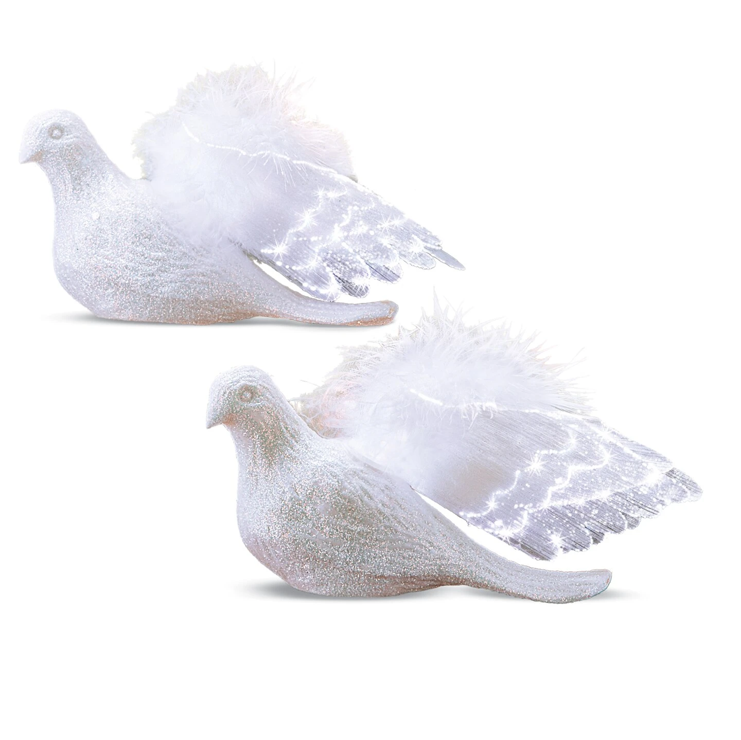Collections Etc Holiday Fiber Optic Lighted Doves Decoration - Set Of 2 4 Collections Etc Holiday Fiber Optic Lighted Doves Decoration - Set Of 2 - Image 2