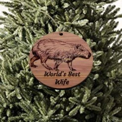 Worlds Best Wife Capybara - Cedar Ornament -Northlight Shop 506022384520208 2