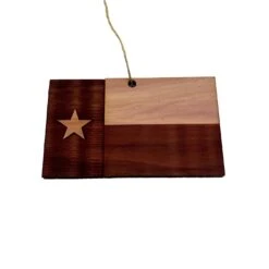 Texas Flag Lone Star - Cedar Ornament -Northlight Shop 506023235824656 2