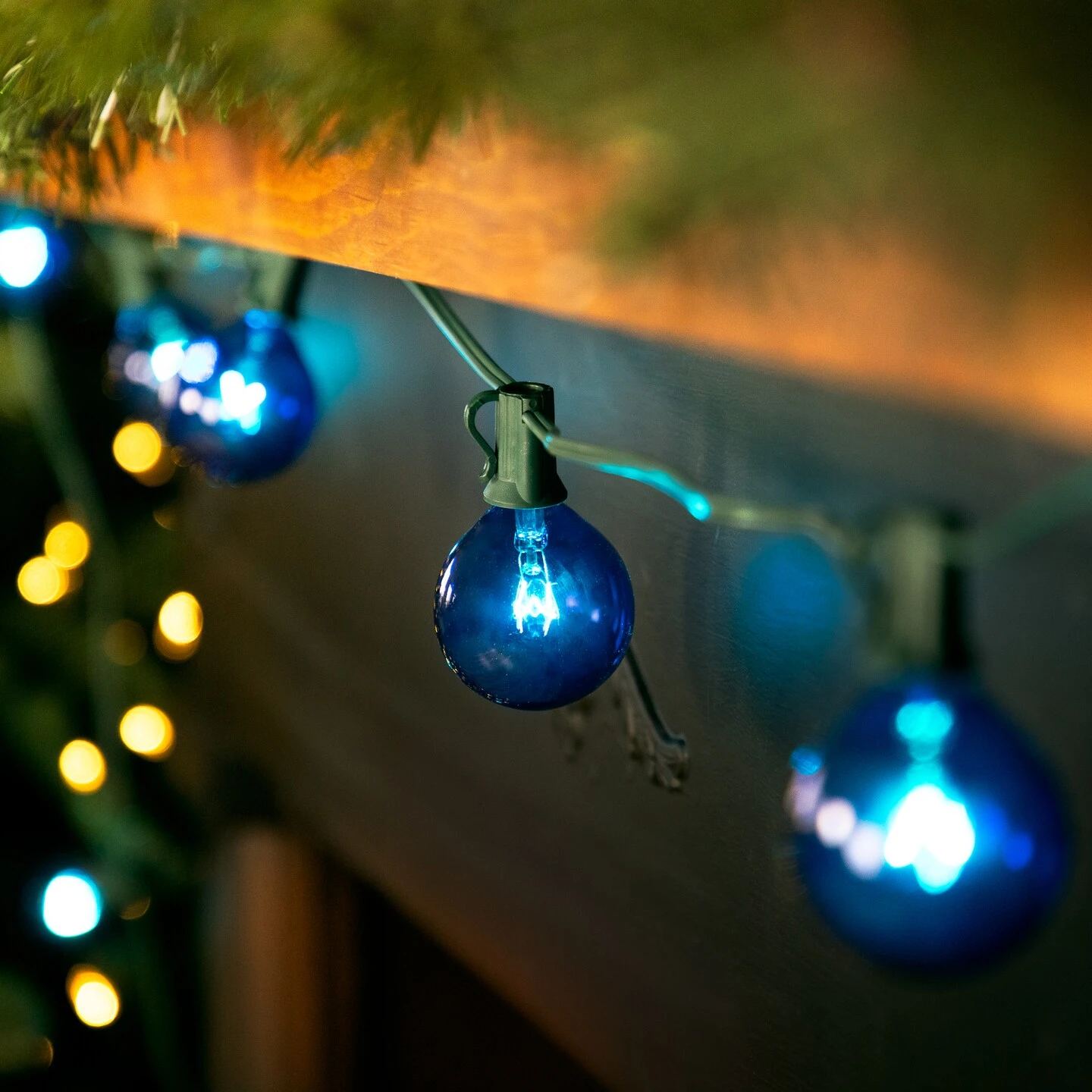 Northlight G50 Globe Indoor Outdoor Patio Light Set - Blue - 9' Green Wire - 10ct 6 Northlight G50 Globe Indoor Outdoor Patio Light Set - Blue - 9' Green Wire - 10ct - Image 4