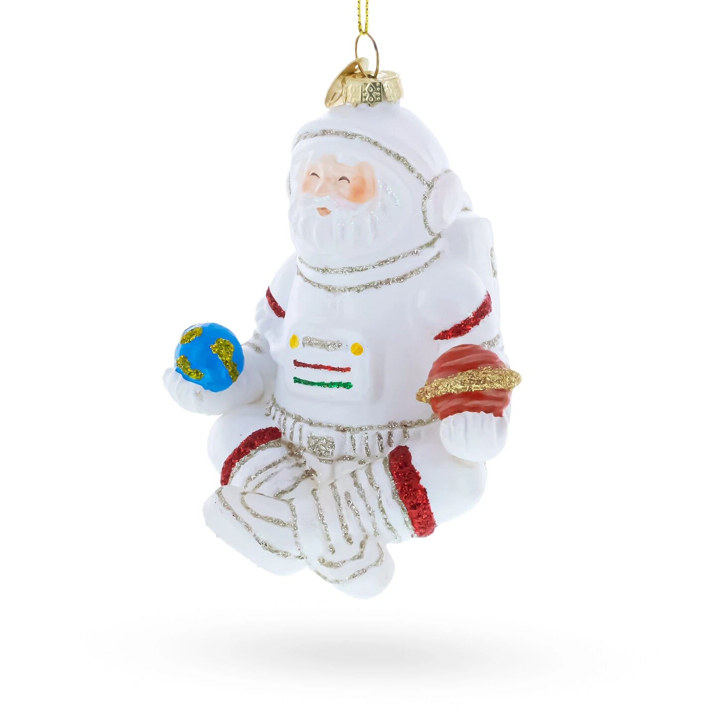 Santa Astronaut Glass Christmas Ornament 5 Santa Astronaut Glass Christmas Ornament - Image 3