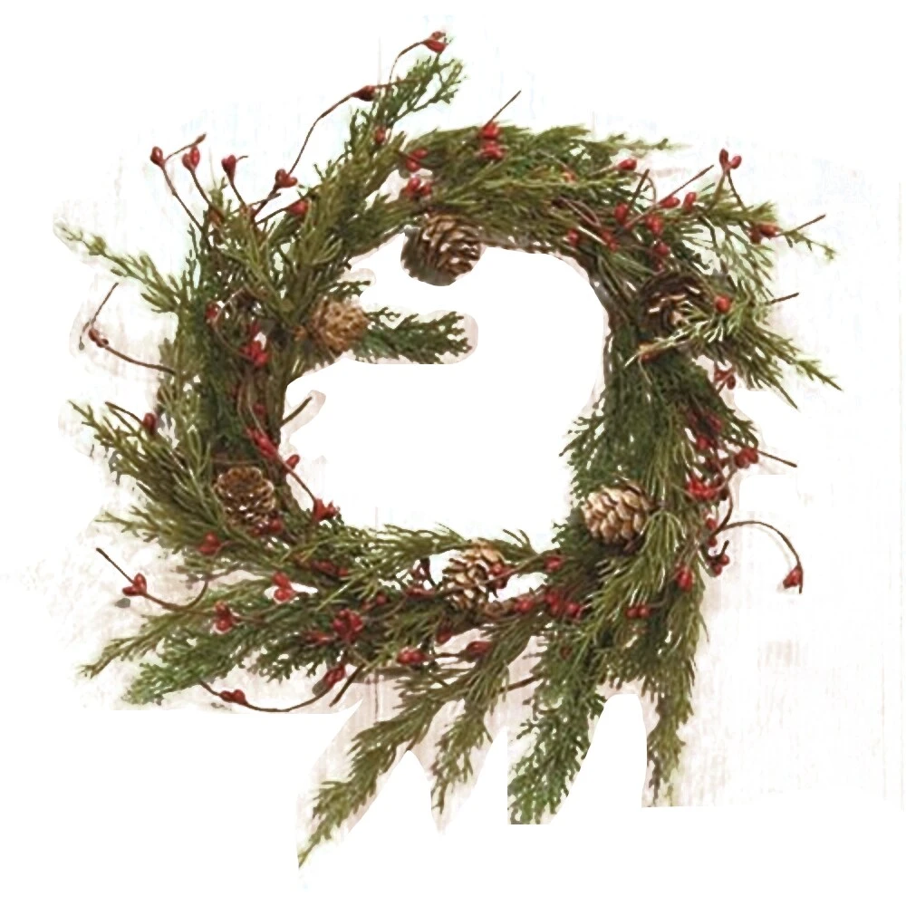 Evergreen Pine With Red Pips Wreath 13" 5 Evergreen Pine With Red Pips Wreath 13" - Image 3
