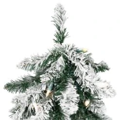 Northlight Pre-Lit Pencil Flocked Alpine Artificial Christmas Tree - 5' - Clear Lights Green -Northlight Shop 511214838302416