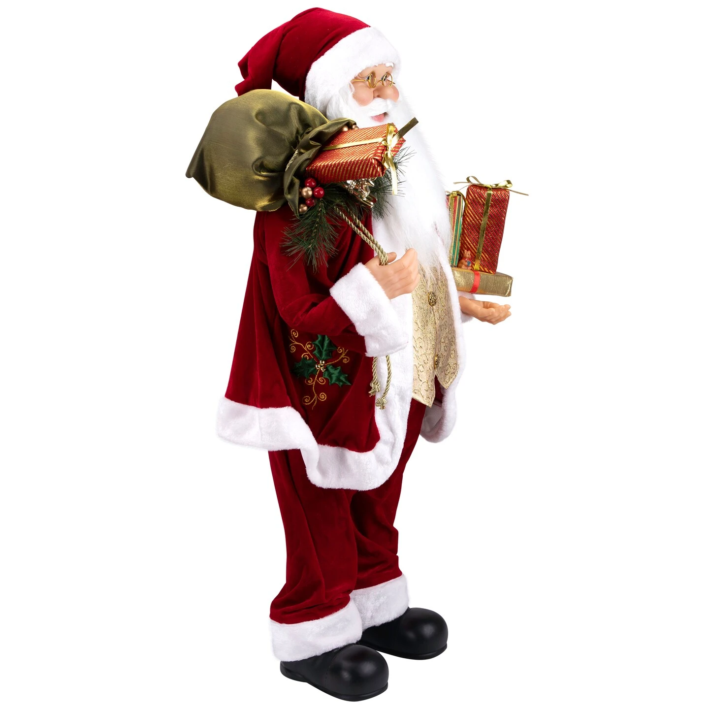 Northlight Holly Berry Santa Claus With Presents Christmas Figure - 36" Red 6 Northlight Holly Berry Santa Claus With Presents Christmas Figure - 36" Red - Image 4