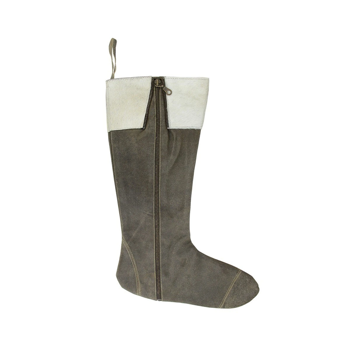 CC Christmas Decor 18.5" Gray And White Boot With Zipper Christmas Stocking 6 CC Christmas Decor 18.5" Gray And White Boot With Zipper Christmas Stocking - Image 4