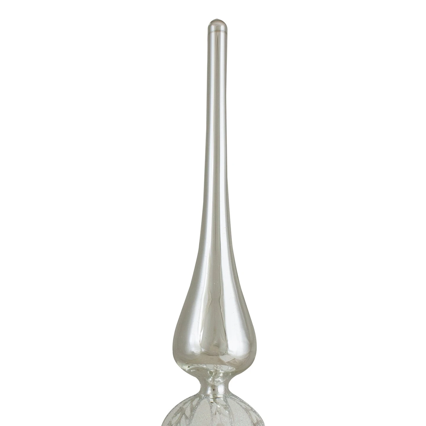 Northlight Glittered Glass Finial Christmas Tree Topper - 14.5" - Silver And White 6 Northlight Glittered Glass Finial Christmas Tree Topper - 14.5" - Silver And White - Image 4