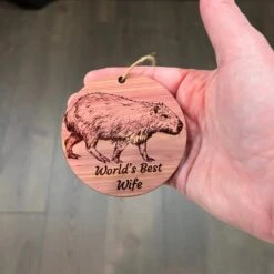 Worlds Best Wife Capybara - Cedar Ornament -Northlight Shop 519556900211728 2