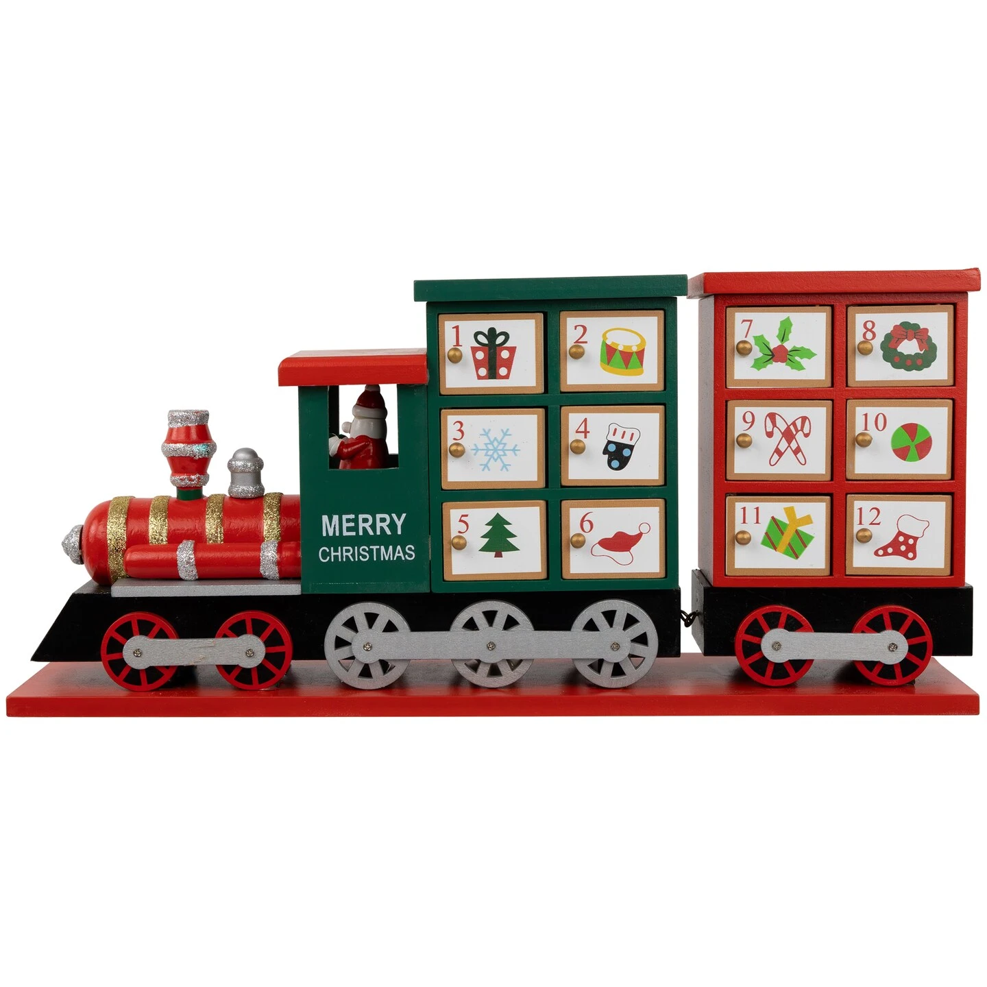 Northlight 16.5" Locomotive Train Wooden Christmas Advent Calendar Red 3 Northlight 16.5" Locomotive Train Wooden Christmas Advent Calendar Red