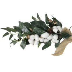 Northlight 25" White Cotton And Pine Cone Christmas Foliage Swag - Unlit Green 10 Northlight 25" White Cotton And Pine Cone Christmas Foliage Swag - Unlit Green -Northlight Shop 524274731205856